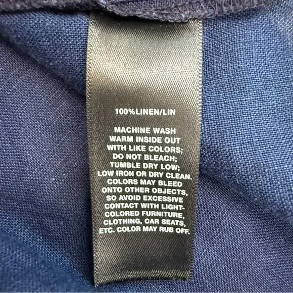 Lafayette 148 | Everson Linen Chambray Button Up Shirt Size Medium Dark Wash - Picture 8 of 9